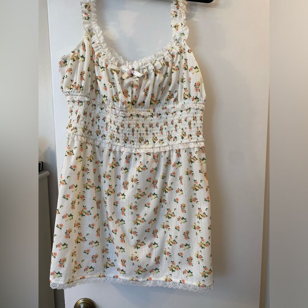 NWT For Love & Lemons Lola Pointelle Dress in Cream Floral Holiday 2020 Size XL - Picture 5 of 8